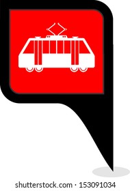 map pointer with tram icon