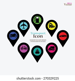 map pointer with transportation icon.vector illustration.  