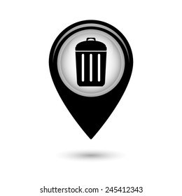 Map pointer with Trash bin icon