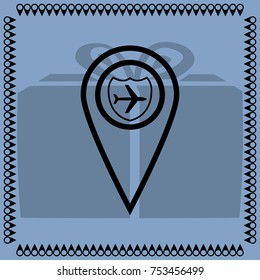 Map pointer with travel Insurance Icon