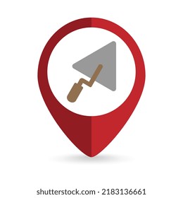 Map pointer with Trowel icon. Vector illustration.