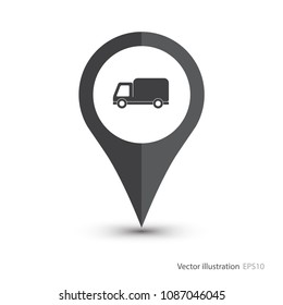 Map pointer with truck icon