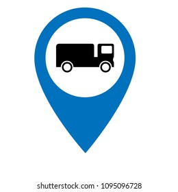 Map pointer with truck icon.depo here