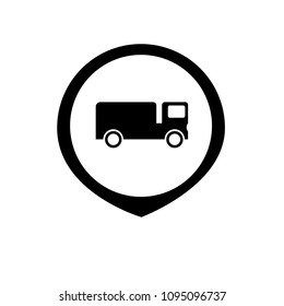 Map pointer with truck icon.depo here