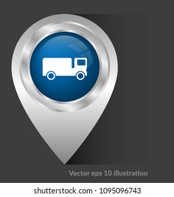Map pointer with truck icon.depo here