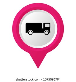 Map pointer with truck icon.depo here