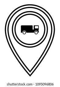 Map pointer with truck icon.depo here