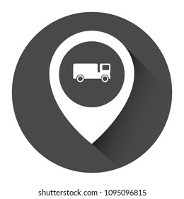 Map pointer with truck icon.depo here