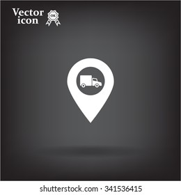 Map pointer with a truck symbol