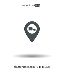 Map pointer with a truck symbol