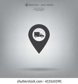 Map pointer with a truck symbol