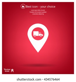 Map pointer with a truck symbol