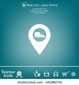 Map pointer with a truck symbol