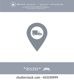 Map pointer with a truck symbol