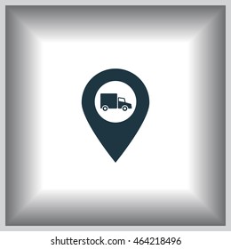 Map pointer with a truck symbol