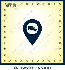 Map pointer with a truck symbol