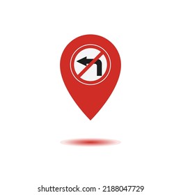  map pointer, turning to the left is prohibited