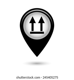 Map pointer with two arrow up sign icon