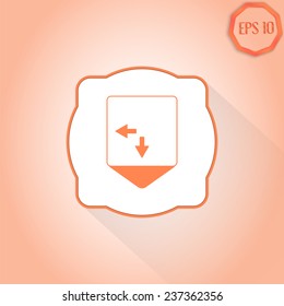 Map pointer - two arrows. Direction sign to the right and back. Flat Design Style. Made in vector