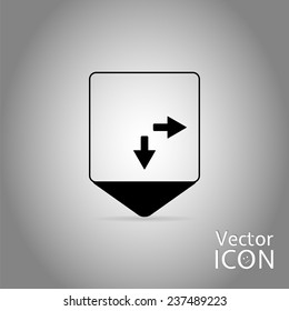 Map pointer - two arrows. Direction sign to the right and back. Flat Design Style. Made in vector