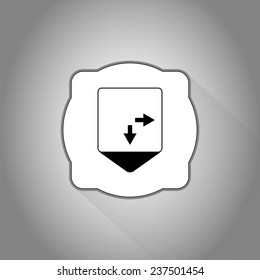 Map pointer - two arrows. Direction sign to the right and back. Flat Design Style. Made in vector
