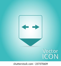 Map pointer - two arrows. Sign of the left and right. Flat Design Style. Made in vector