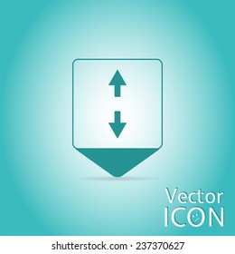 Map pointer - two arrows. Sign of the back and forth. Flat design style. Made in vector