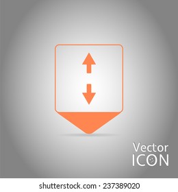 Map pointer - two arrows. Sign of the back and forth. Flat design style. Made in vector