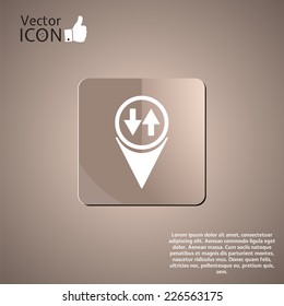 Map pointer with two directional arrows. Made in vector