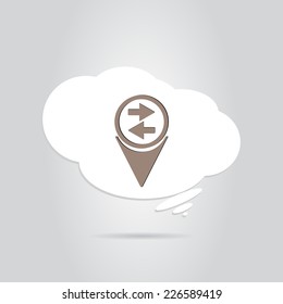 Map pointer with two directional arrows. Made in vector