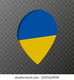 Map pointer with Ukraine flag. Vector illustration.
