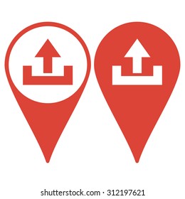 Map pointer. Upload icon. Flat design style eps 10