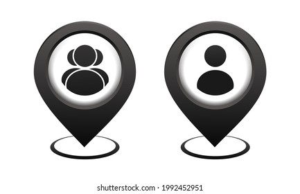 Map pointer with user icon. Person location. IIlustration vector