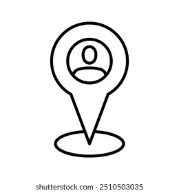 Mapear ponteiro com ícone do usuário. Local da pessoa. Fixar no local do usuário. Ilustração vetorial