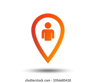 Map pointer user sign icon. Person location marker symbol. Blurred gradient design element. Vivid graphic flat icon. Vector