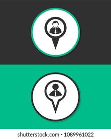 Map pointer user sign icon.