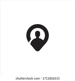 Map pointer user sign icon. Person location marker symbol. Circle buttons with long