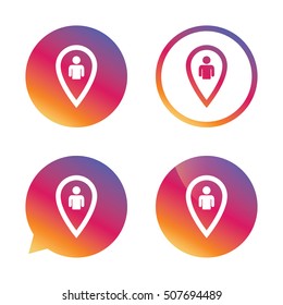 Map pointer user sign icon. Marker symbol.