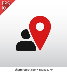 Map pointer user sign icon. One of set web icons