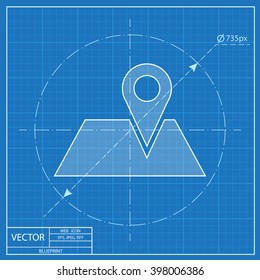 Map pointer vector blueprint icon 