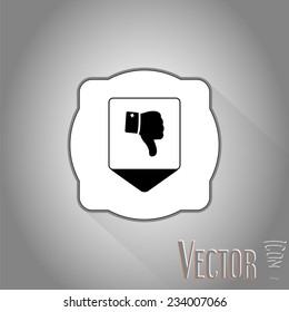 Map pointer - Vector hand with thumb down icon. Flat design style.