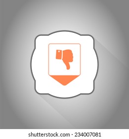 Map pointer - Vector hand with thumb down icon. Flat design style.