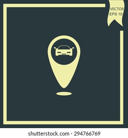 Map pointer vector icon car