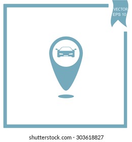 Map pointer vector icon car