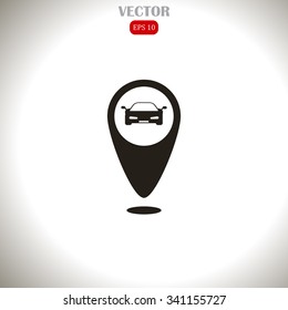 Map pointer vector icon car