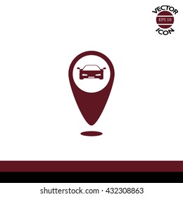 Map pointer vector icon car