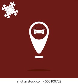 Map pointer vector icon car