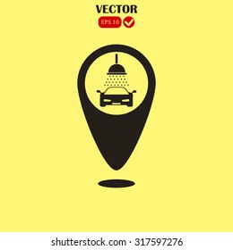 Map pointer vector icon carwash