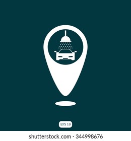 Map pointer vector icon carwash