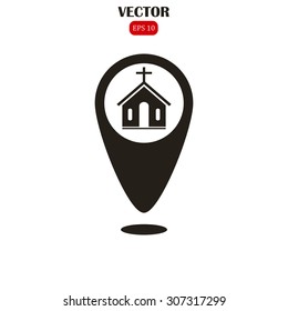 Map pointer vector icon church